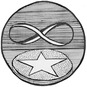 Drawing of an infinity sign and a star